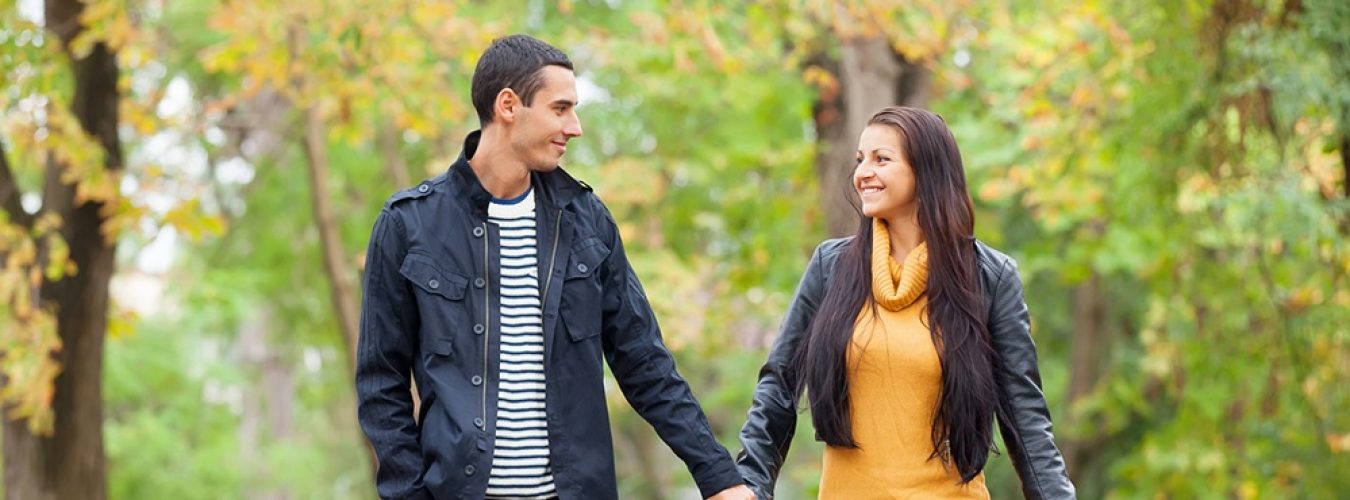 Ten couple at the park in autumn time