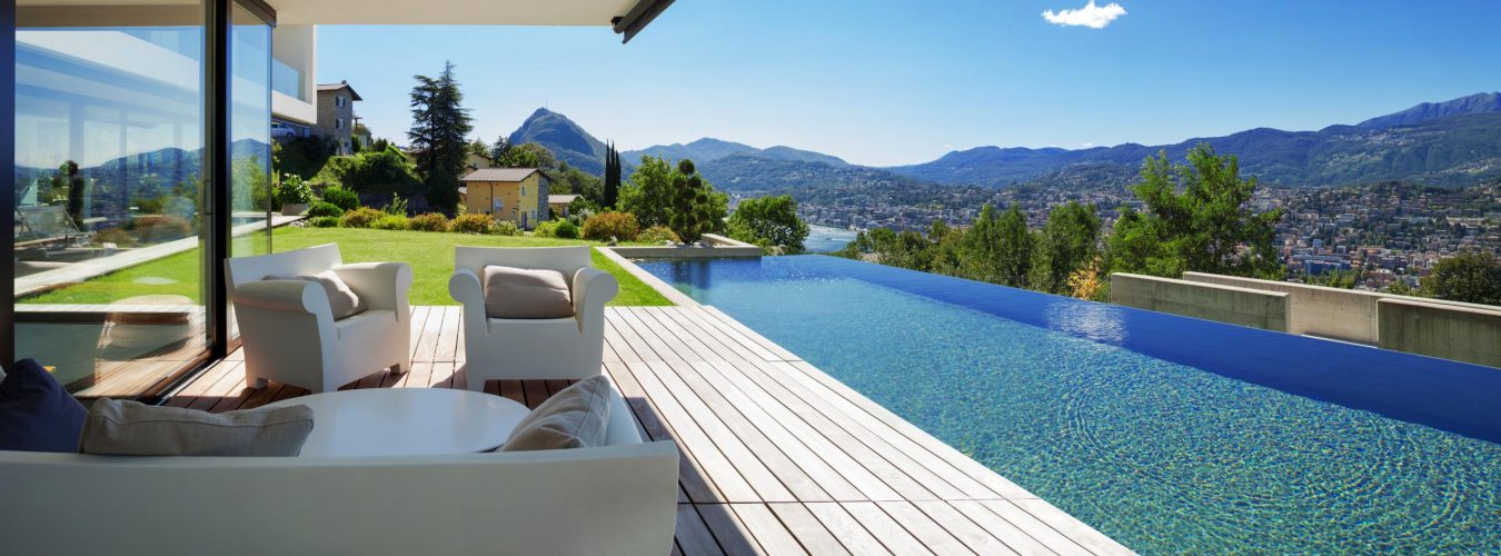 Pool and modern house