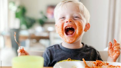 Boy Eating Spaghetti