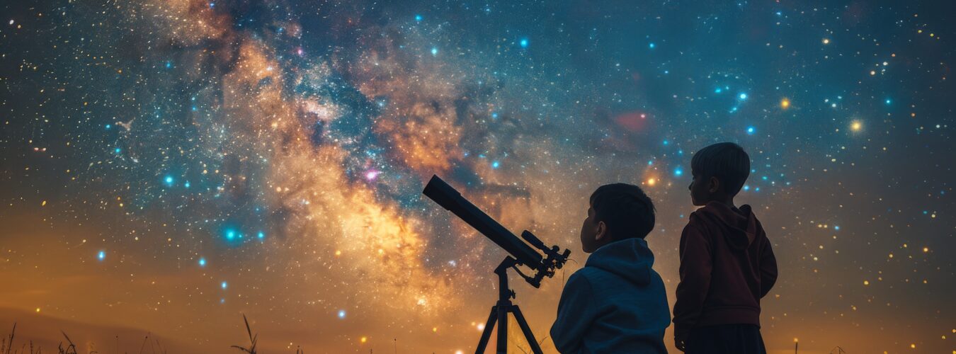 Captivated by the Cosmos: Family Stargazing Under the Night Sky with a Telescope in the Backyard